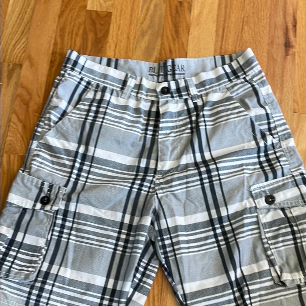 Blue Gear Plaid Cargo Shorts